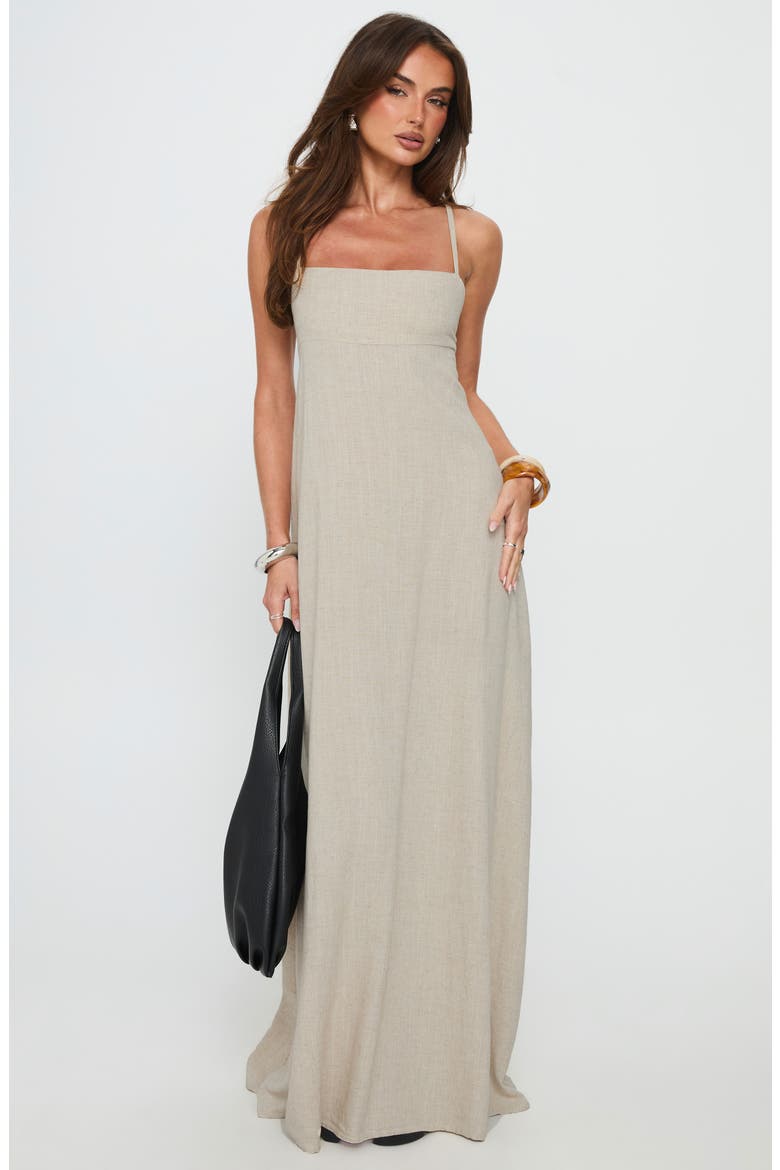 Solie Tie Back Maxi Dress, Alternate, color, NATURAL