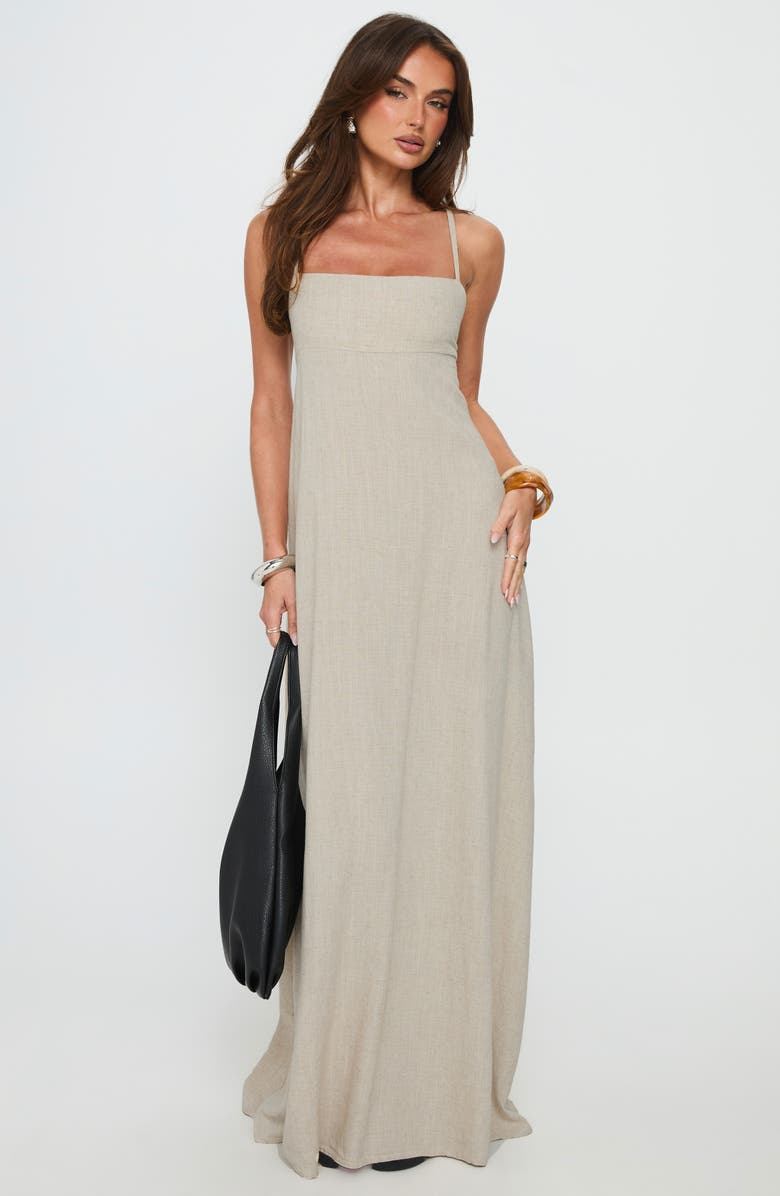Princess Polly Solie Tie Back Maxi Dress, Alternate, color, Natural
