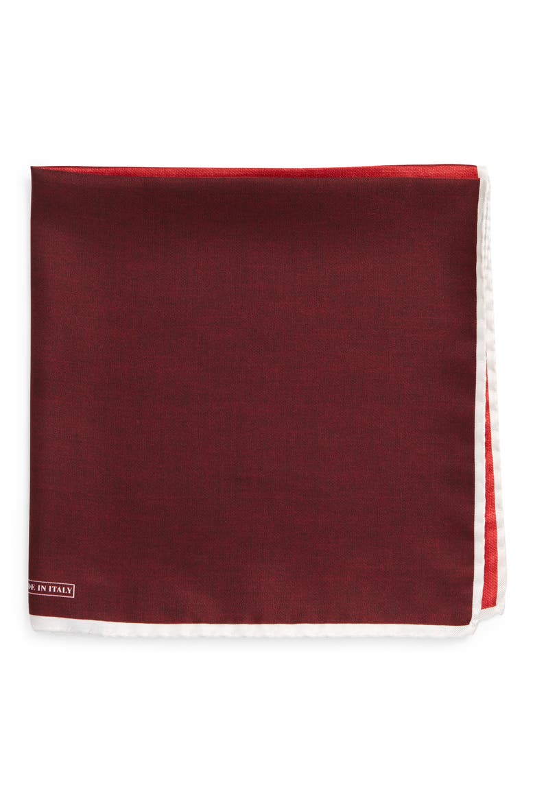 Colorblock Silk Pocket Square, Main, color, RED