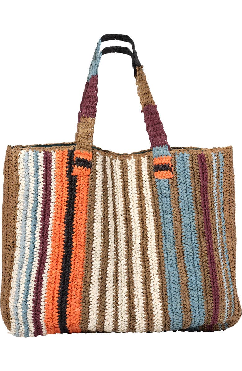 Faherty straw stripe beach tote, Main, color, Canyon Stripe