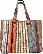 Faherty straw stripe beach tote