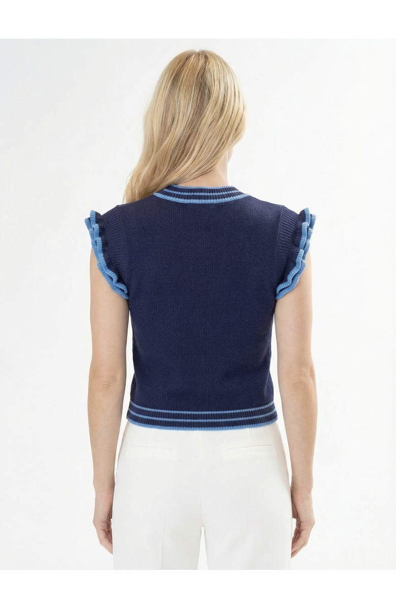 AREA STARS Trim Knit Top, Alternate, color, Navy Light Blue
