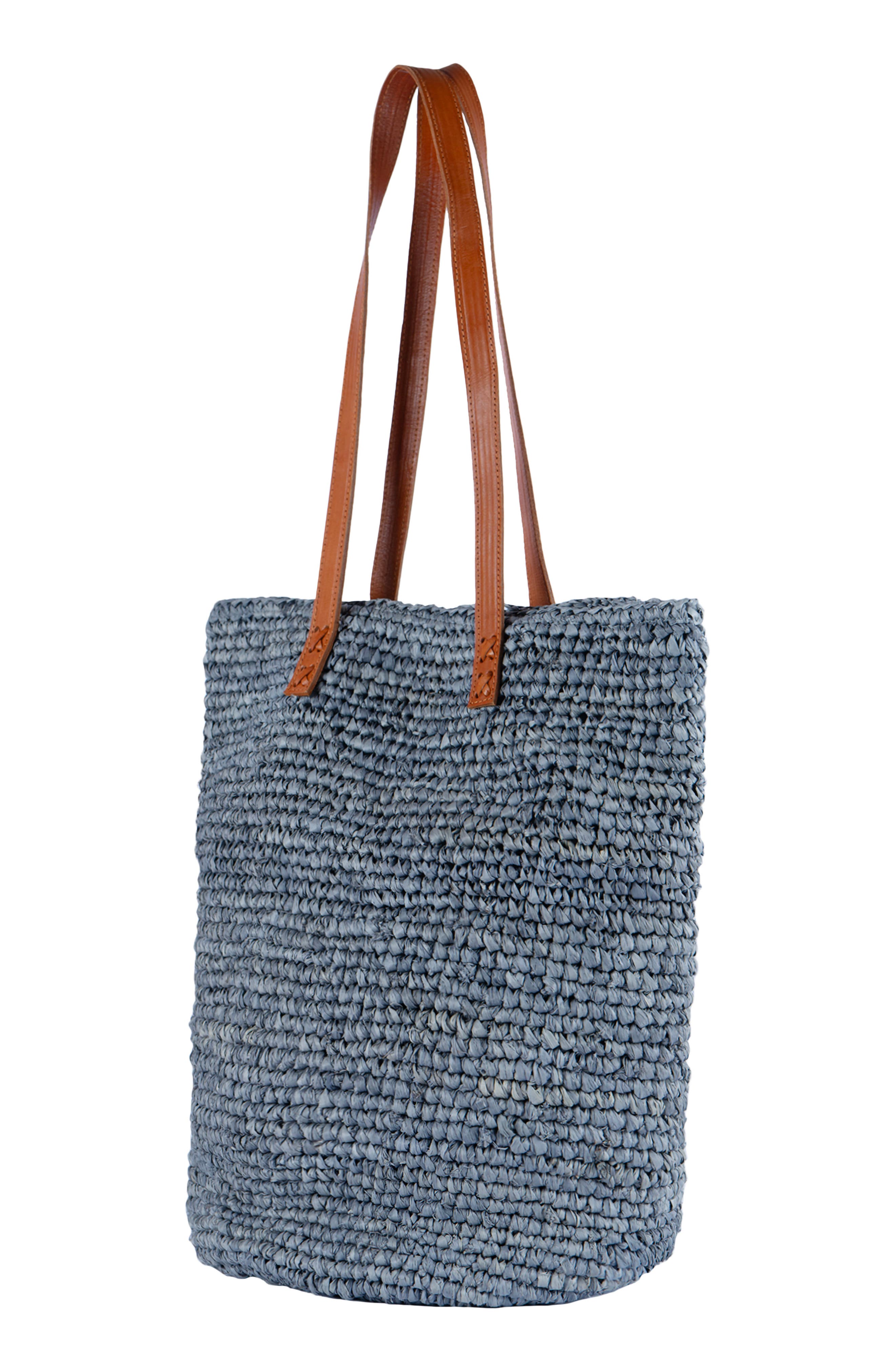 Hamptons Raffia Tote, Alternate, color, GREY