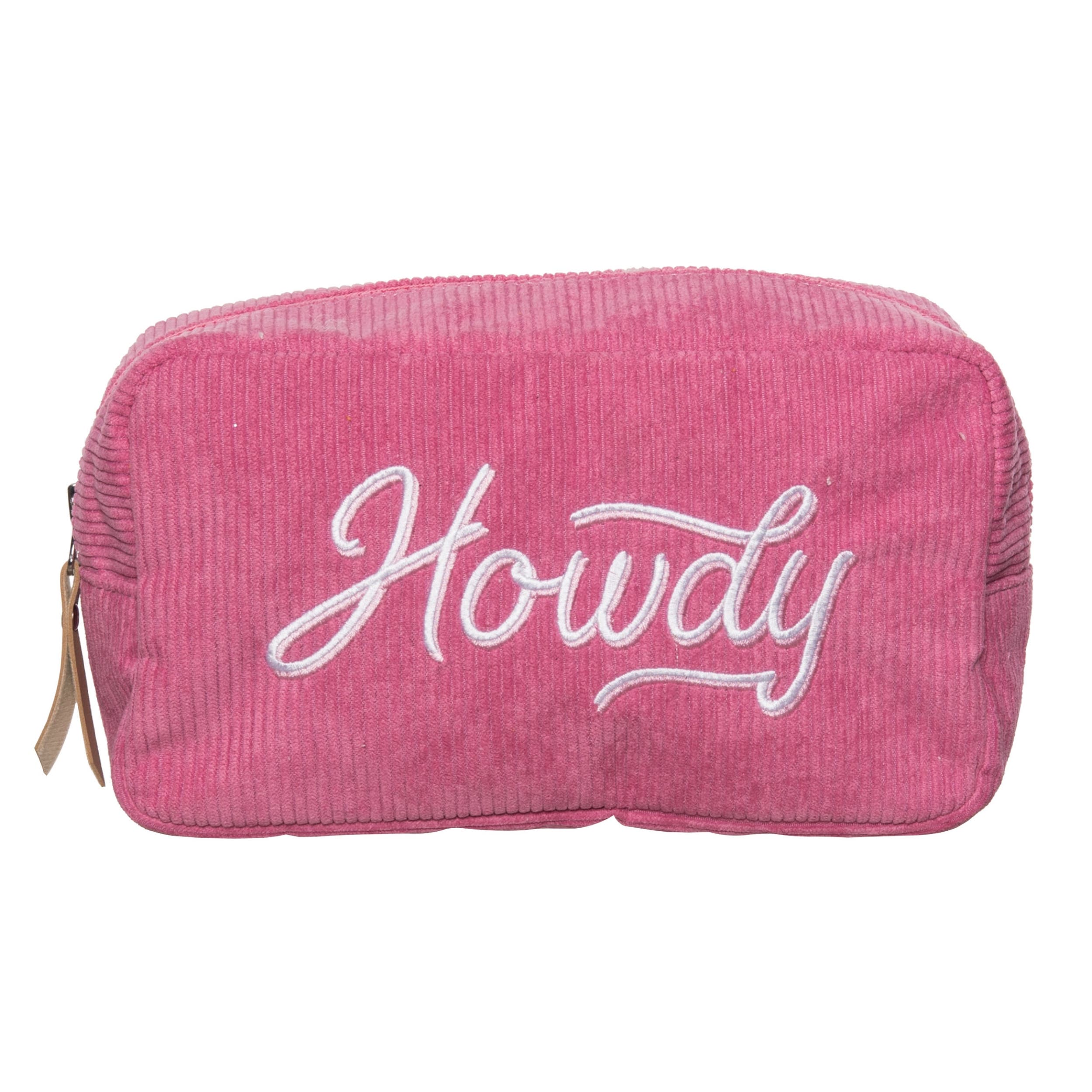 Howdy Corduroy Cosmetic Bag Polyester Pink, Main, color, Pink