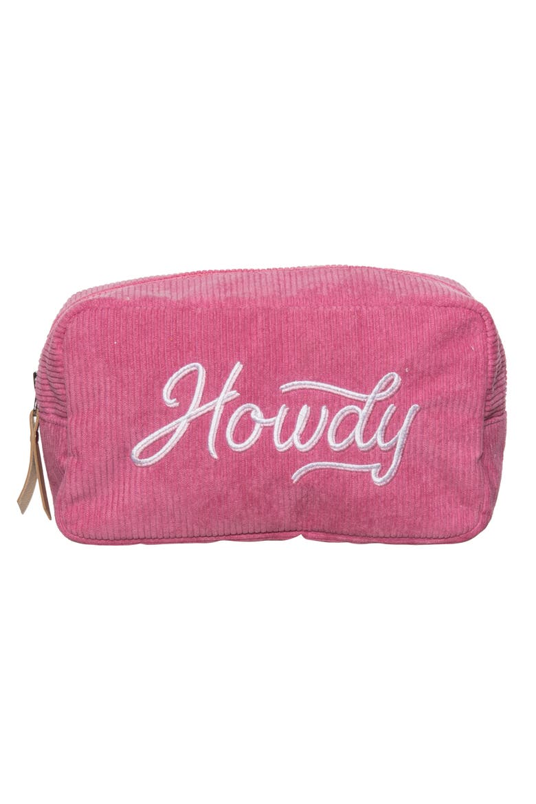 Howdy Corduroy Cosmetic Bag Polyester Pink, Main, color, Pink