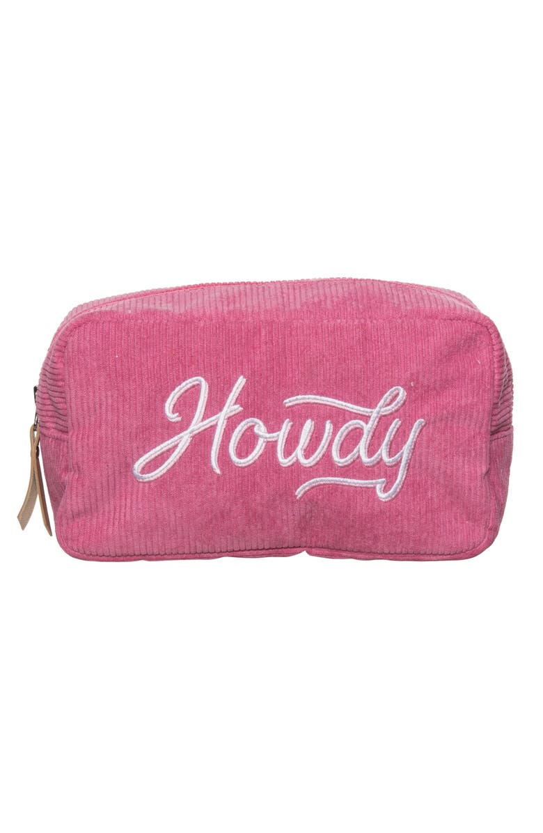 Totalee Gift Howdy Corduroy Cosmetic Bag Polyester Pink, Main, color, Pink