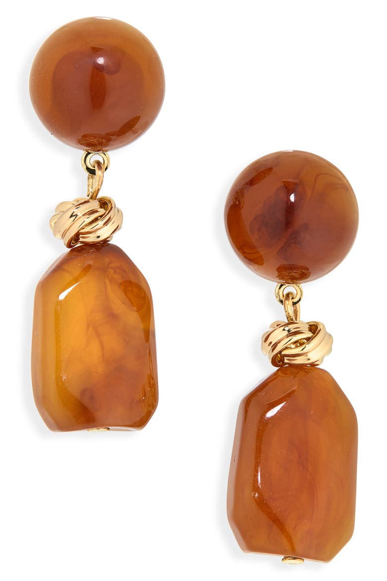 Chunky Linear Drop Earrings, Main, color, RUST