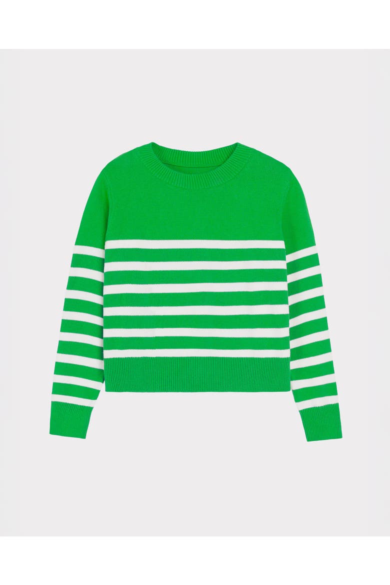 Long Sleeve Boxy Stripe Crew Sweater, Alternate, color, Green & Soft White