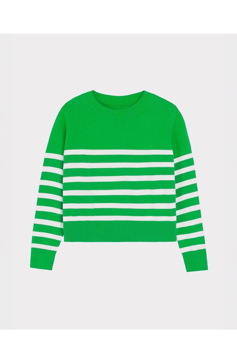 Kettlewell Long Sleeve Boxy Stripe Crew Sweater, Alternate, color, Green & Soft White