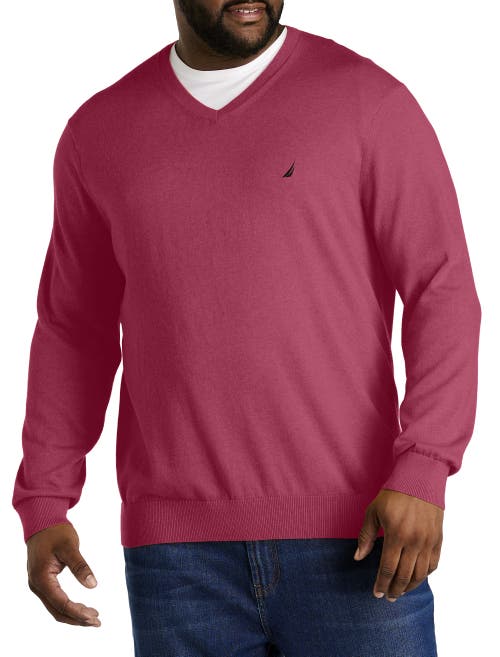 Nautica Big & Tall Navtech Crewneck Sweater In Deep Fuchia Heather