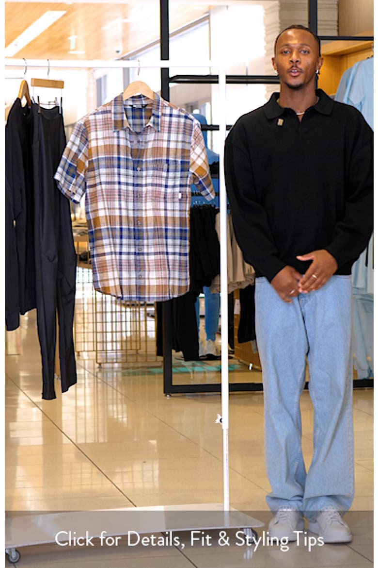 Weisse Plaid Short Sleeve Button-Up Shirt video