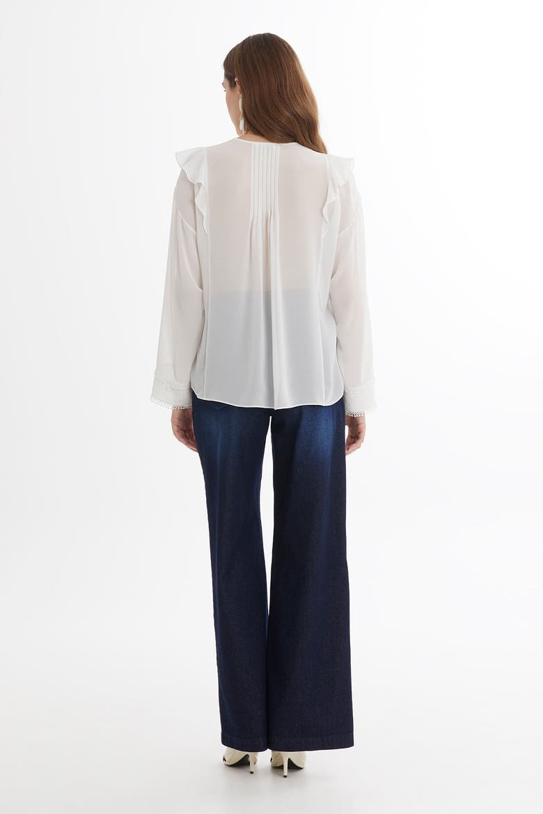 Ecru Pintuck Detail Sheer Blouse, Alternate, color, Ivory