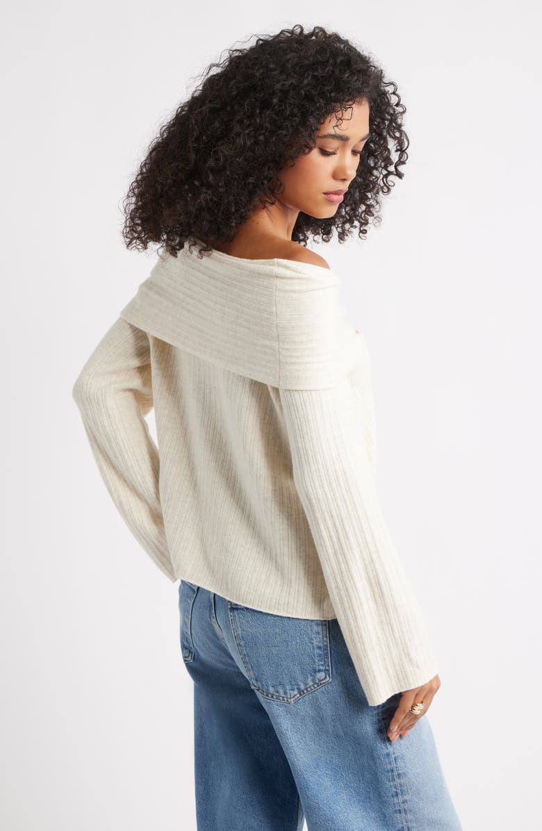 Open Edit Off the Shoulder Sweater, Alternate, color, Beige Oatmeal Light Heather