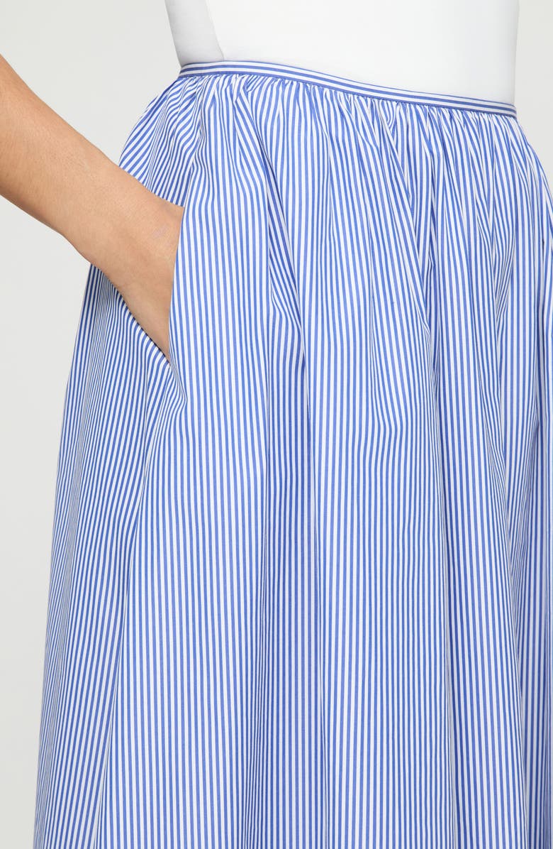 Lafayette 148 New York Stripe Cotton Poplin Skirt, Alternate, color, Ultramarine Multi