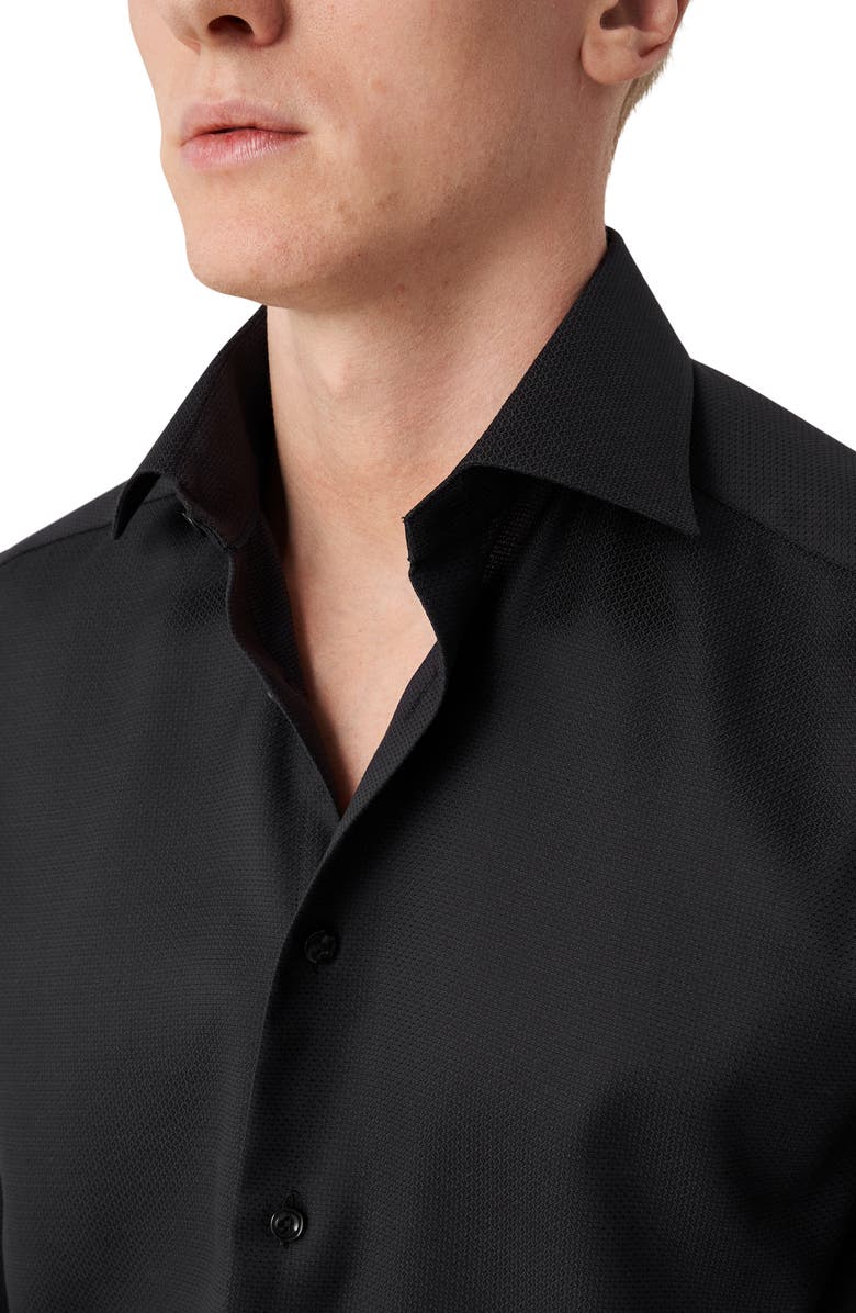 Eton Contemporary Fit Twill Dress Shirt, Alternate, color, Black