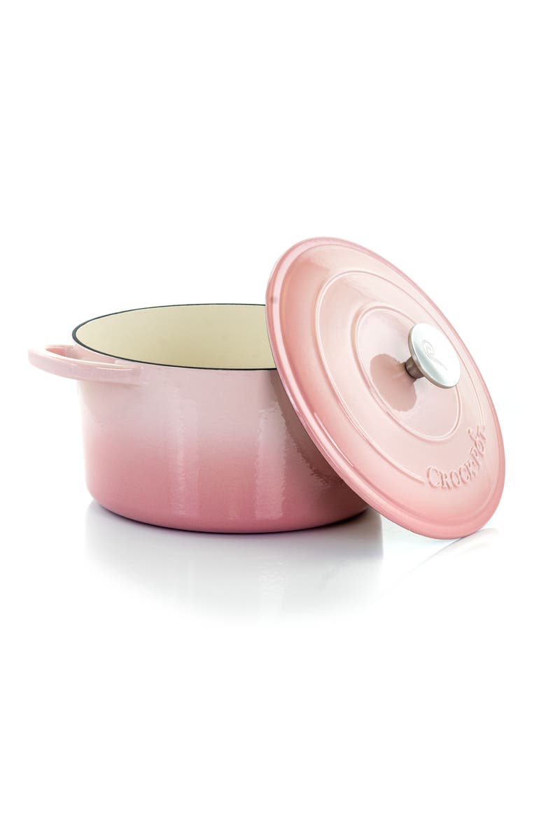2 Piece 5 Quarts Enamled Cast Iron Dutch Oven, Alternate, color, Pink