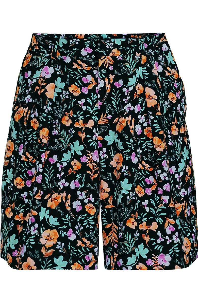 Lands' End Creaseless High Rise 7" Shorts, Alternate, color, Black Large Watercolor Floral