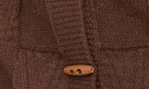 Blu Pepper Textured Oblong Button Cardigan In Brown