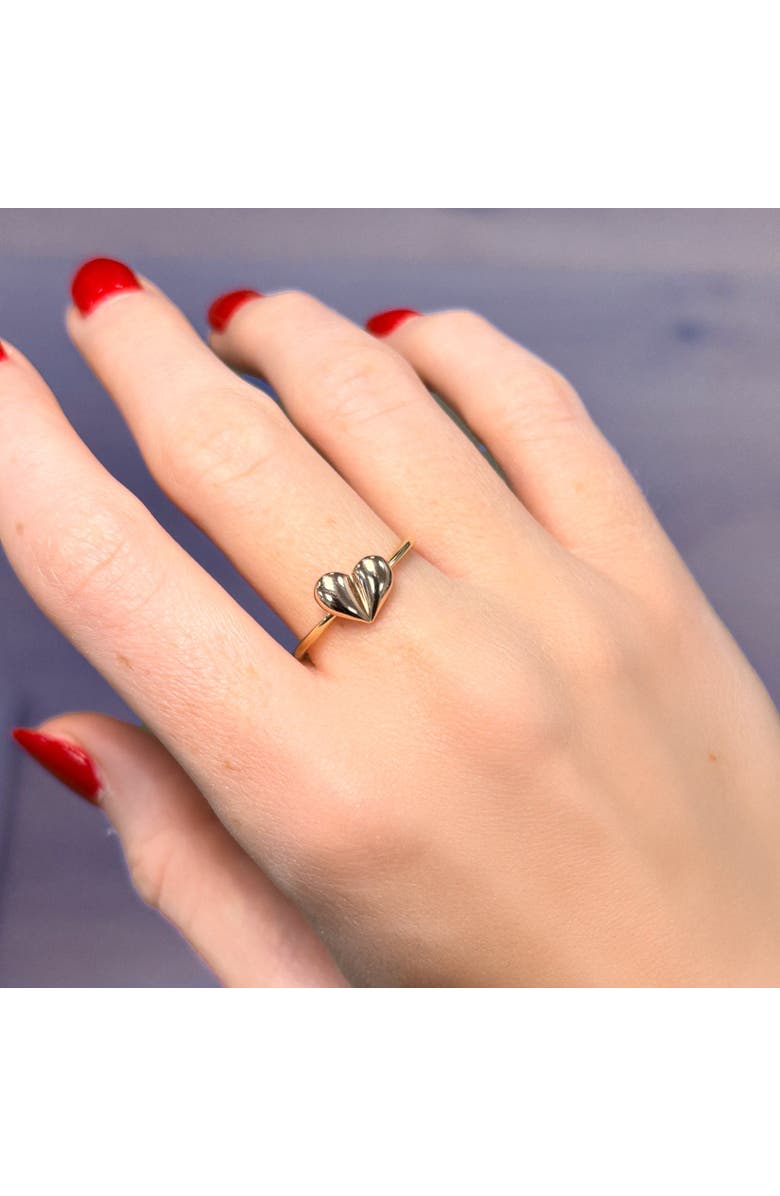 The Lovery Fine Jewelry Asymmetrical Gold Heart Ring, Alternate, color, Yellow Gold