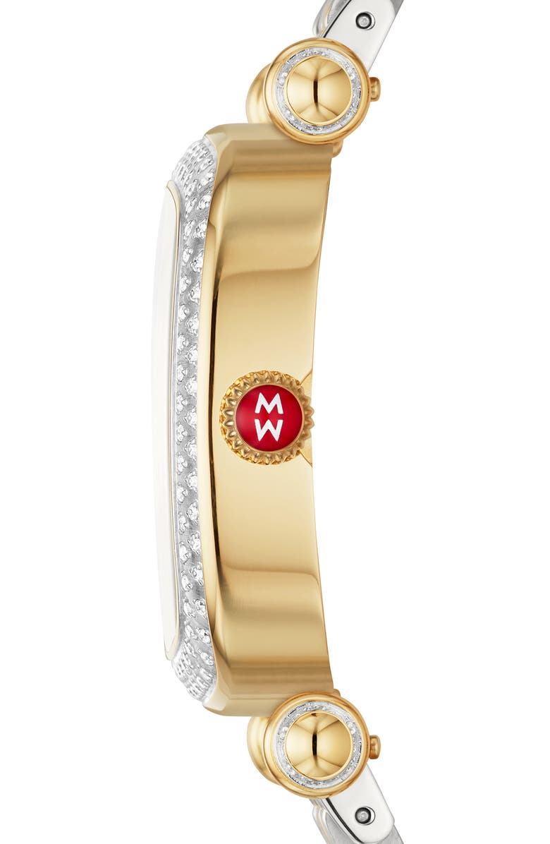 MICHELE Caber Isle Diamond Dial Diamond Two-Tone Watch Head & Bracelet, 32mm, Alternate, color, 
