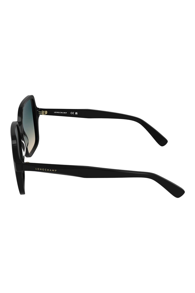 Le Pliage 57mm Gradient Modified Rectangular Sunglasses, Alternate, color, BLACK