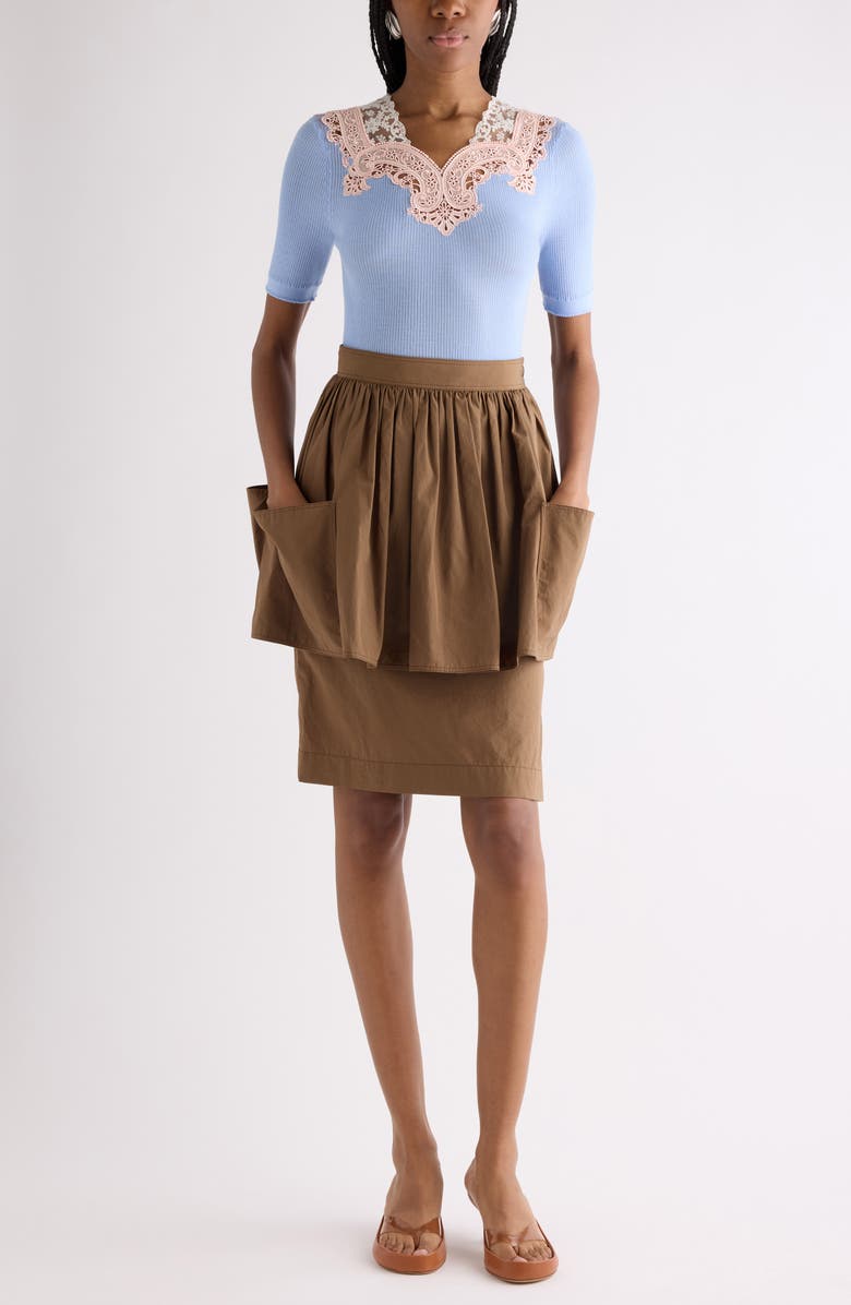 Chloé Colorblock Lace Trim Rib Wool Sweater, Alternate, color, Baltic Sea