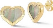Ember Fine Jewelry 14K Gold Mother of Pearl Heart Stud Earrings