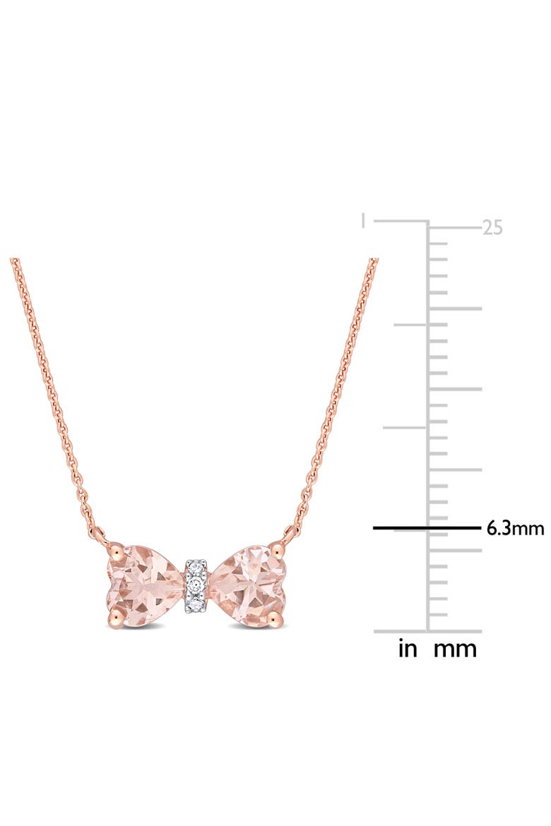 Gemstone & Diamond Bow Necklace 10K, Alternate, color, Morganite/Rose Gold