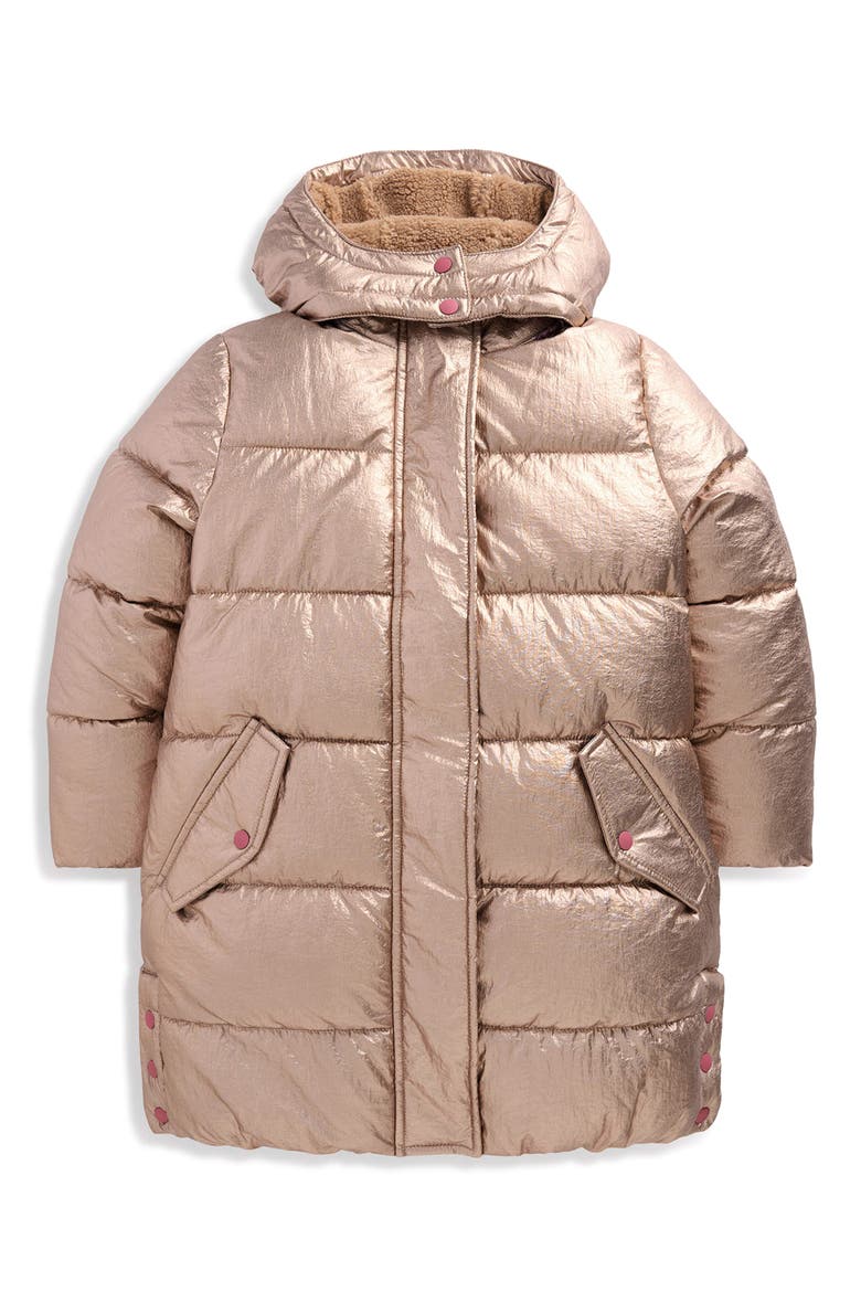 Kids' Longline Padded Coat, Main, color, GOLD METALLIC