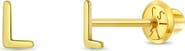 In Season Jewelry 14k Itsy Bitsy Initial Letter Earrings