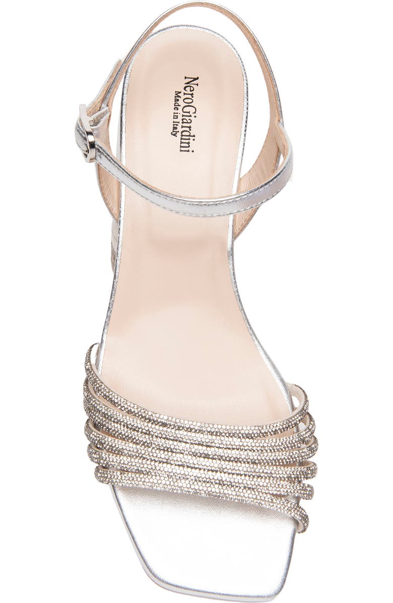 NeroGiardini Embellished Ankle Strap Sandal, Alternate, color, Silver