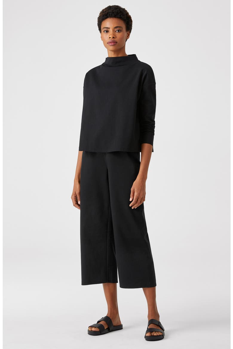 High Waist Cropped Straight Leg Pants, Alternate, color, BLACK
