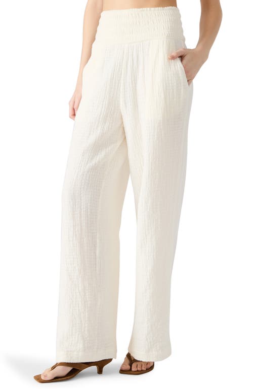 Steve Madden Pomeline Stretch Cotton Guaze Pants In White
