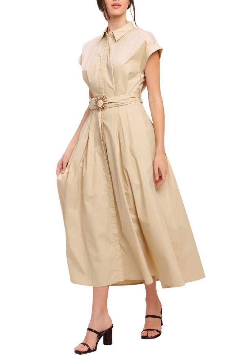 Cap Sleeve Cotton Midi Dress, Alternate, color, TAUPE