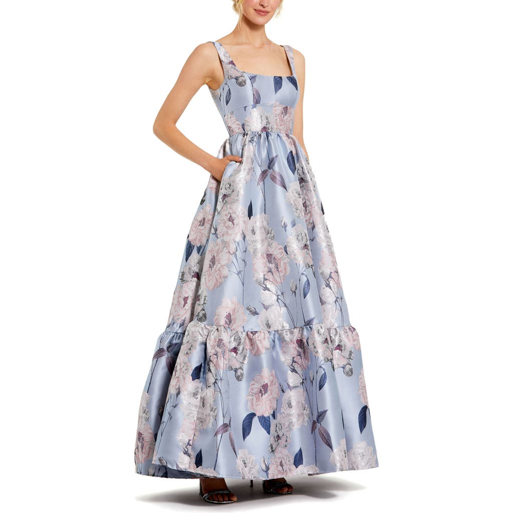 Mac Duggal Brocade Scoop Neck Sleeveless Floral Gown