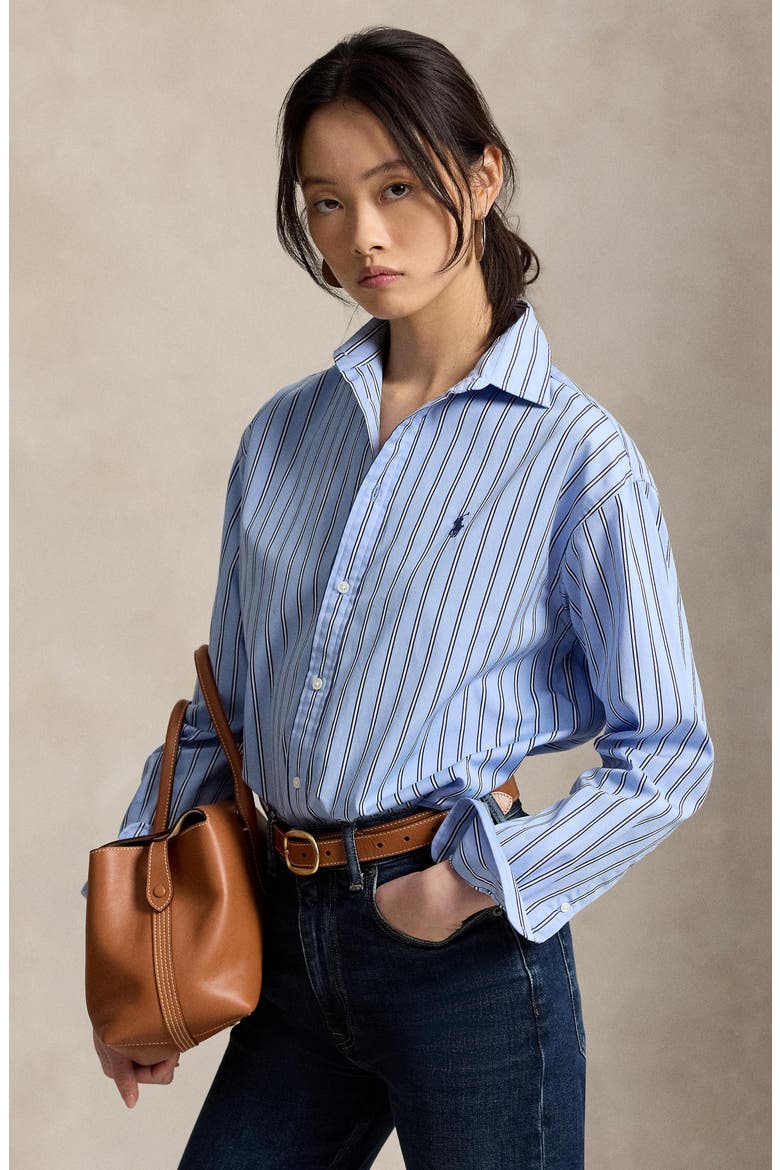 Relaxed Fit Striped Cotton Shirt, Alternate, color, 2062 LT BLUE-WHITE MUL