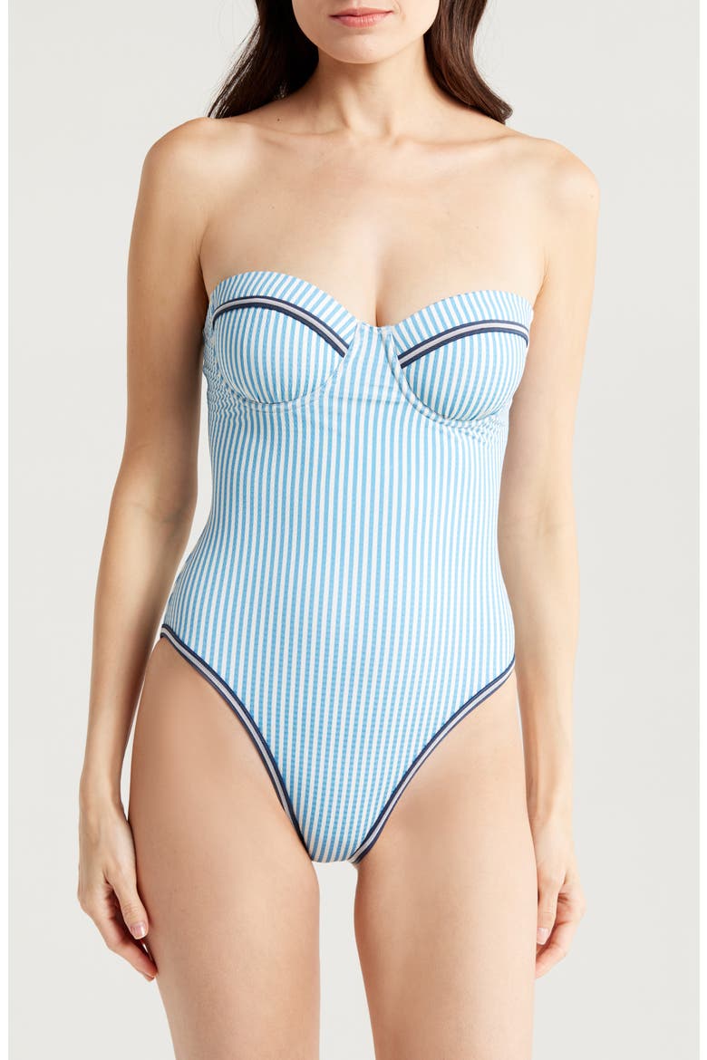 The Alma Underwire One-Piece Swimsuit, Main, color, FRENCH BLUE X BRULE STRIPE
