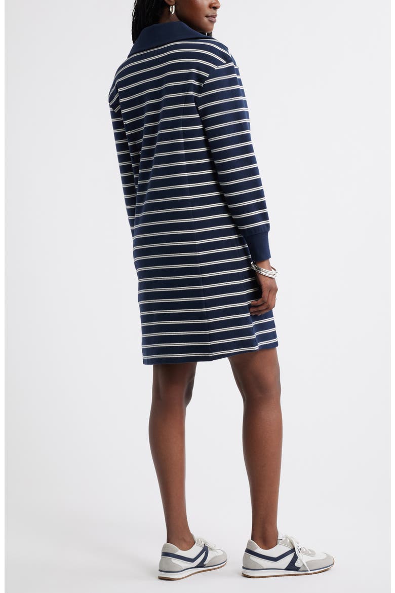 Long Sleeve Half Zip Knit Travel Dress, Alternate, color, NAVY S IVORY SABRINA STRIPE
