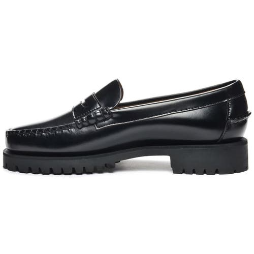 Sebago Black Slip-on Loafers With Lug Sole