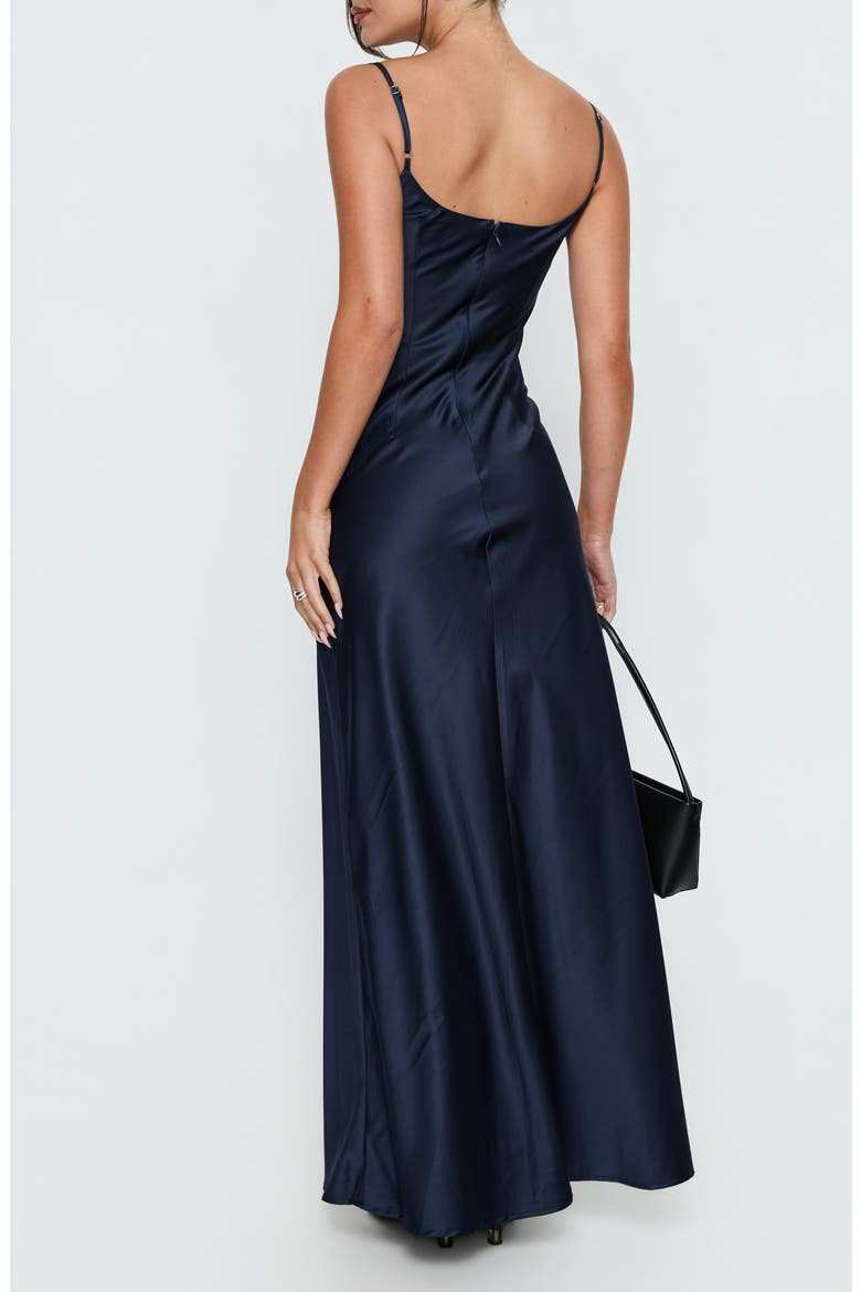 Powell Sleeveless Satin Gown, Alternate, color, NAVY