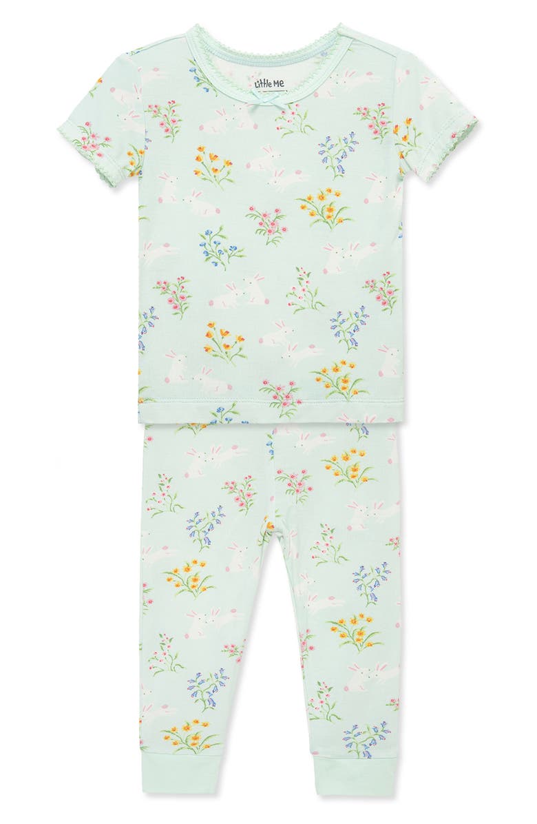 Little Me Bunny 4-Piece Assorted Pajamas, Alternate, color, Aqua