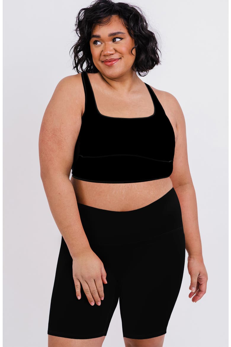 Plus Size Tummy Control Long Bike Swim Shorts, Alternate, color, Black