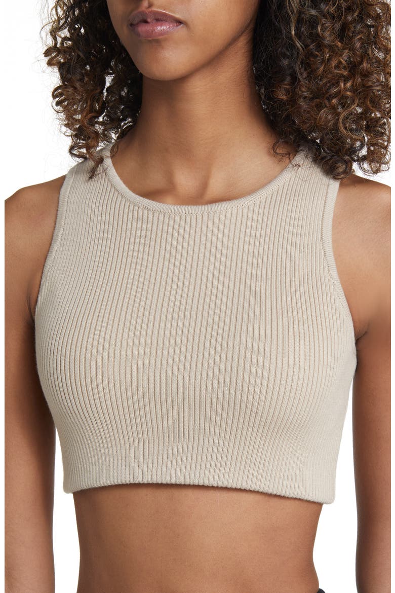 Rib Crop Tank Top, Alternate, color, GOLD HEATHER