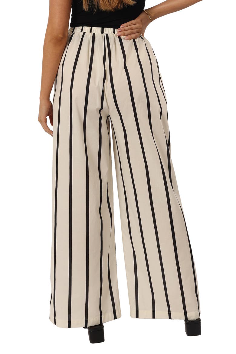 Silvia Stripe Wide Leg Cotton Drawstring Pants, Alternate, color, CREAM STRIPE
