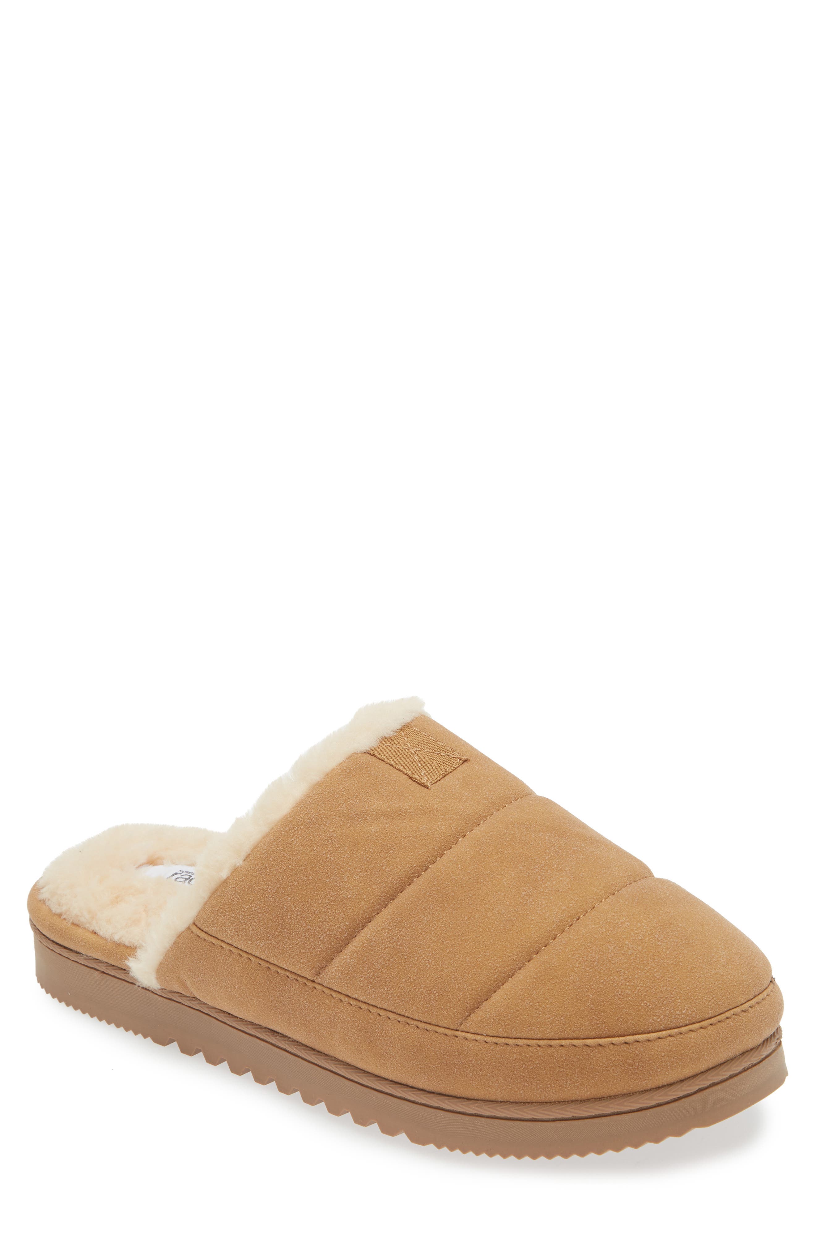 Keegan Faux Fur Lined Quilted Scuff Slipper, Main, color, BEIGE SAND