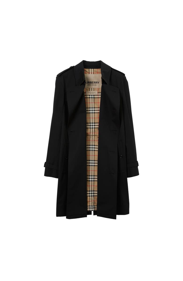 Burberry Mid-length Kensington Heritage Trench Coat, Alternate, color, Black