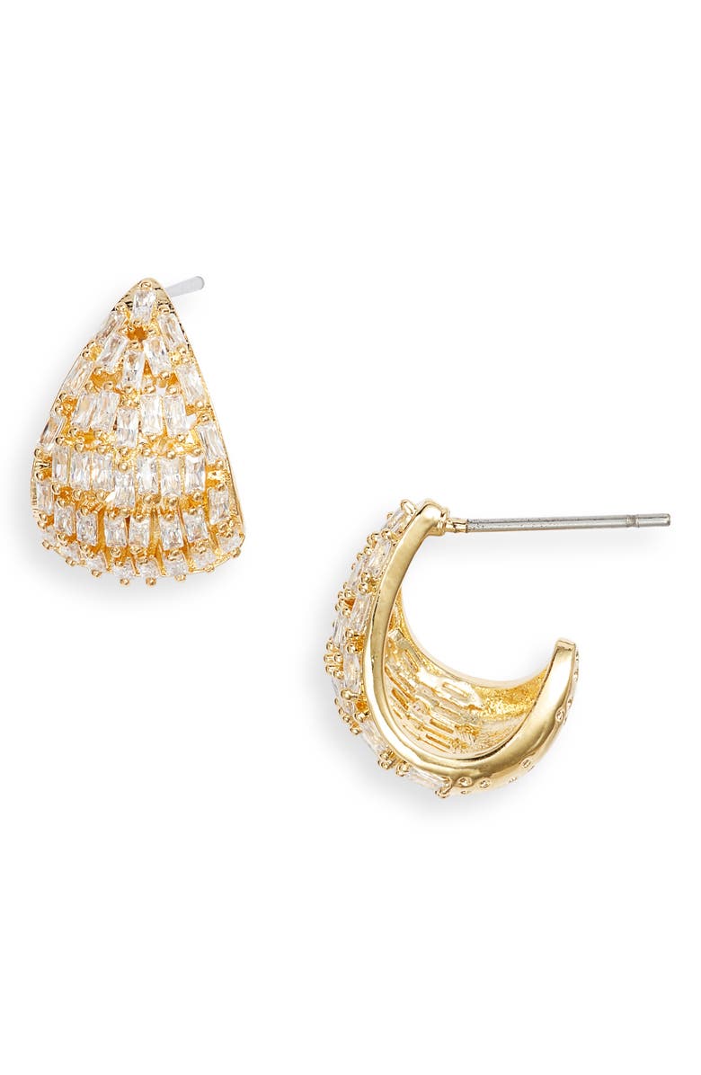 Nordstrom Cubic Zirconia Lattice Tapered Hoop Earrings, Main, color, 