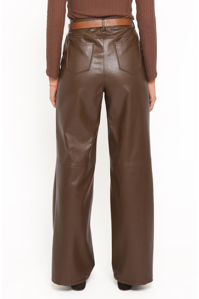 Emer High Waist Straight Leg Faux Leather Pants, Alternate, color, CHOCOLATE BROWN