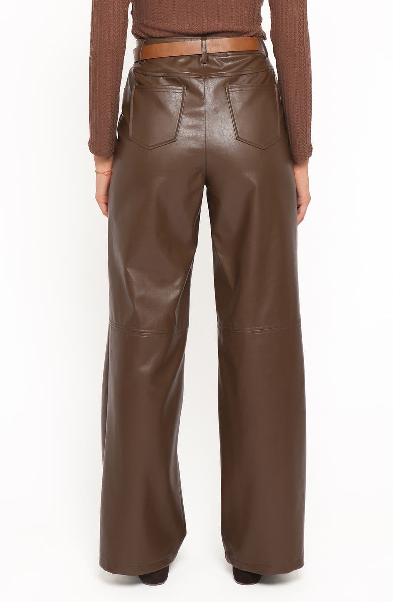 Petal & Pup Emer High Waist Straight Leg Faux Leather Pants, Alternate, color, Chocolate Brown