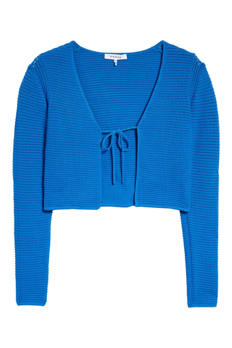 Open Stitch Tie Front Cardigan, Alternate, color, PROVENCE BLUE